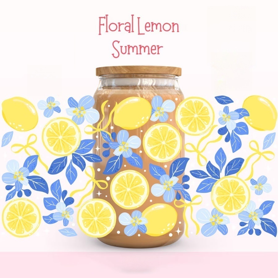 Rdta Tank Glass - Lemon Floral UV DTF Transfer Sticker