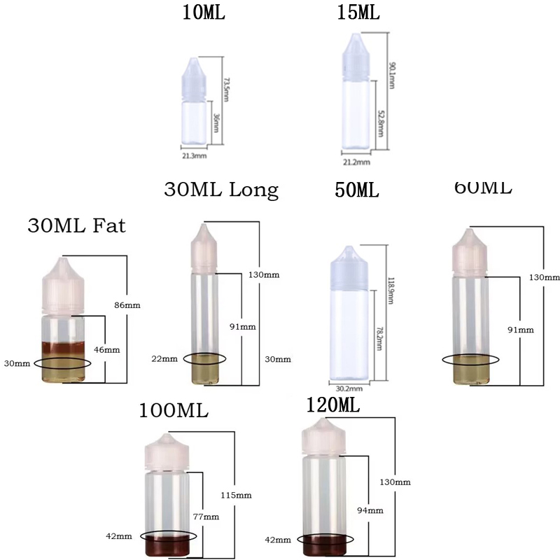 5Pcs 10/15/30/50/60/100/120ml  - огляд і ціна Juice Bottle Dropper