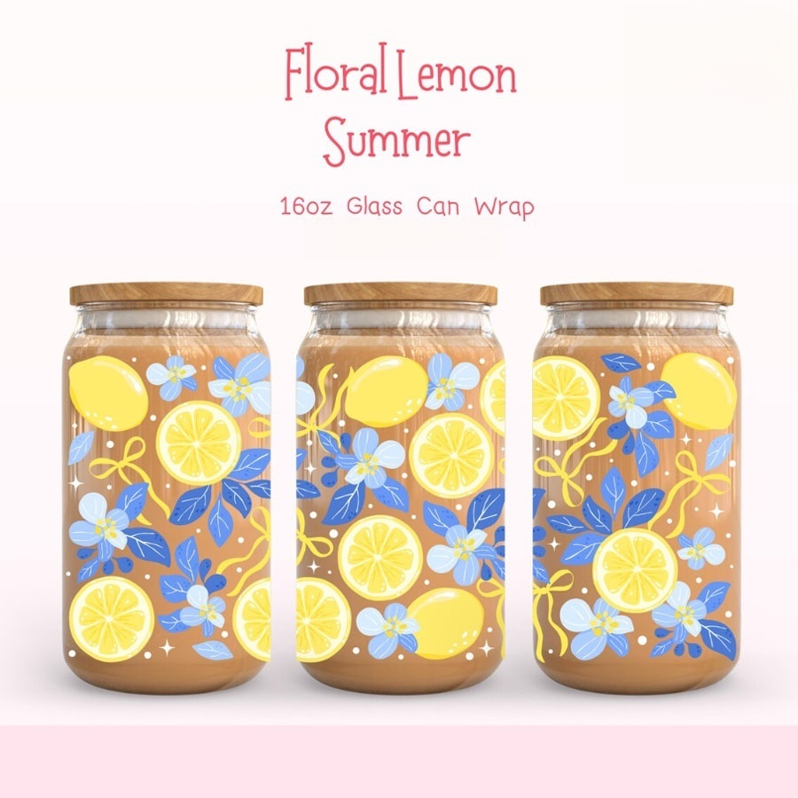 Lemon Floral UV DTF Transfer S - огляд і ціна Rdta Tank Glass