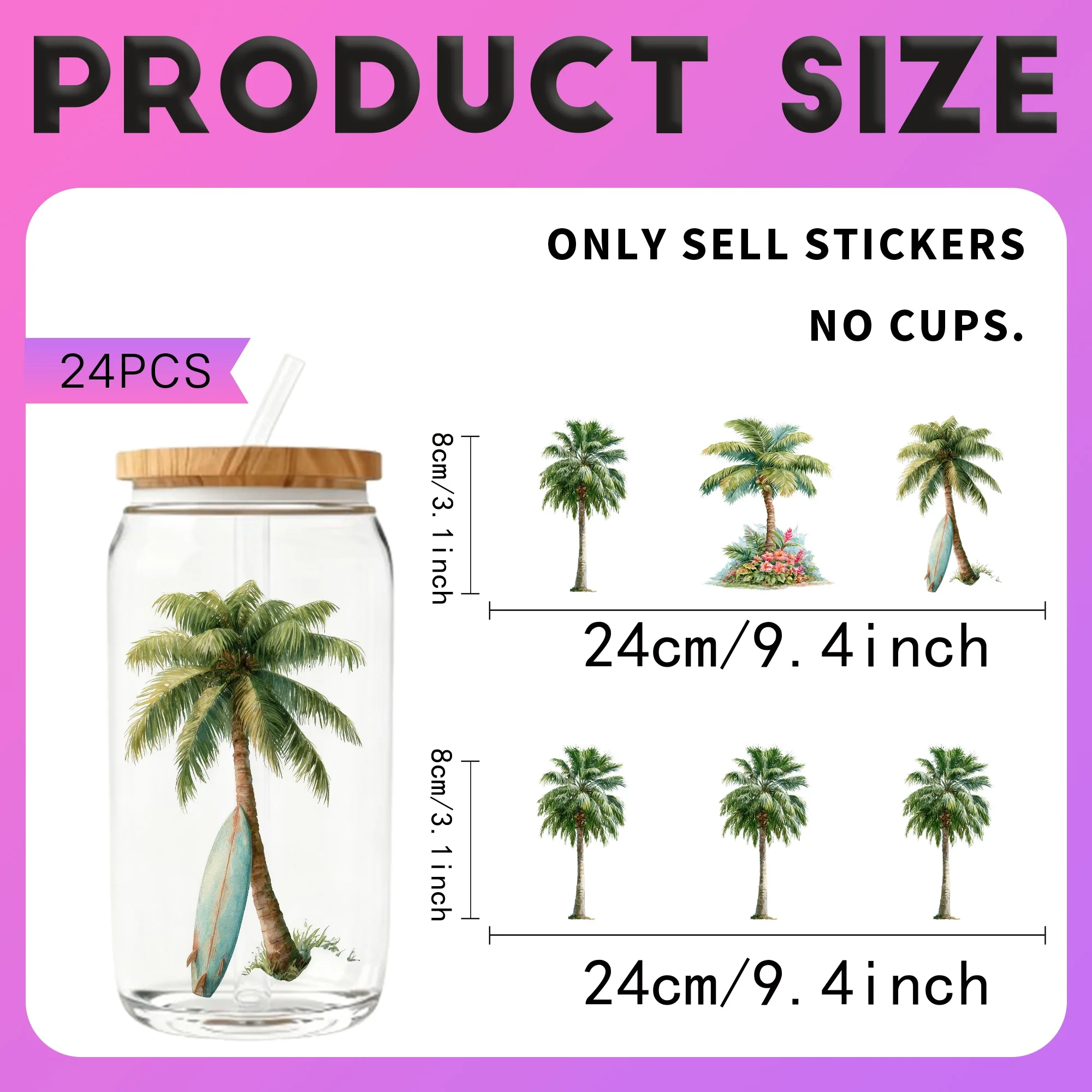 24PCS/Set Palm Tree Watercolor - огляд і ціна Rdta Tank Glass