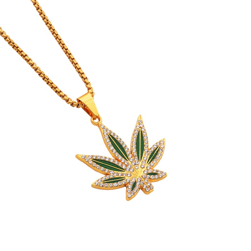 Rhinestone Weed Pendant Neckla - огляд і ціна Dry Herb Vaping Accessories